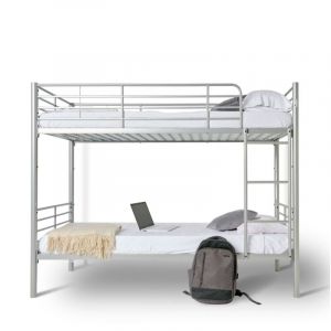 Befara - lit superposé métallique twins avec matelas - Argent - 80 x 190 cm