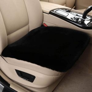 CCYKXA (Front Seat, Black)Coussin de siège Avant et arrière de Voiture Imitation Fourrure de Lapin Hiver Chaud et Confortable Housse de siège de