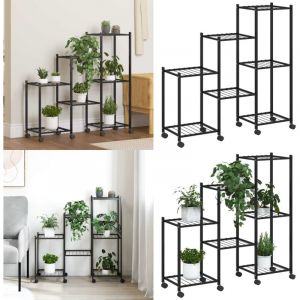 Vidaxl - Jardini&egrave;re avec roues 83x25x83,5 cm Noir Fer - Support Plante - Jardinerie - &Eacute;tag&egrave;re Murale - Fleur Pot - D&eacute;coration Int&eacute;rieur - Home &