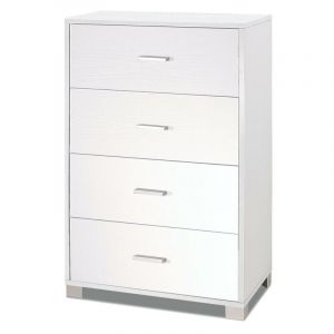 Sarmog - Commode chambre quatre tiroirs Frêne Blanc 70x41x h112 cm