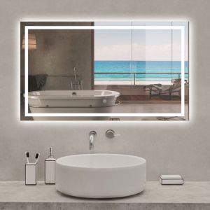 Acezanble - Miroir lumineux 120 x 70cm anti-buée +dimmable + mémoire, miroir de salle de bain led