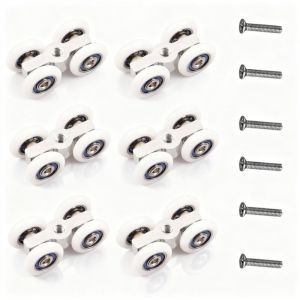 Roulettes pour portes coulissantes, 6 pi&egrave;ces, roulettes silencieuses roulette porte coulissante &agrave; 4 roues, roulette &Oslash; 20 mm pour portes coulissantes,