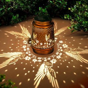 Lanterne solaire en forme de colibri, lanterne solaire en métal pour extérieur, lampe solaire led étanche, lumière décorative, décoration de jardin,
