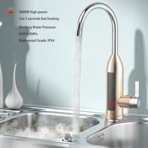 Ugreat - Robinet de chauffe-eau instantané 3000W robinet d'eau chaude et froide électrique rotatif robinet électrique en acier inoxydable pour