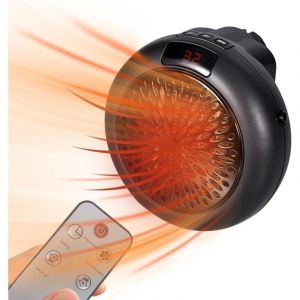 Ulisem - Mini radiateur &eacute;lectrique mural avec t&eacute;l&eacute;commande, radiateur soufflant mural pour salle de bain, chauffage &eacute;lectrique &eacute;conomique 900 w pour