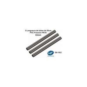 Lot de 3 Barres Tuyau Rigide Tube pvc Pression PN16 32mm : Longueur 50cm