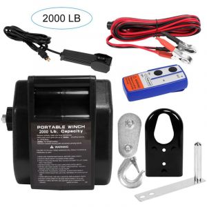 Jeffergarden Treuil &eacute;lectrique 12V 2000 LBS , Manette radio sans fil , &Eacute;tanche pour bateau , C&acirc;ble de treuil inclus