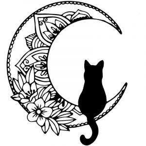 Décoration murale chat noir et lune, sculpture murale en métal représentant les phases de la lune, magnifique sculpture murale, décoration chat,