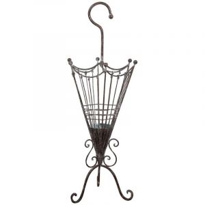 Porte-parapluie en fer forgé Porte-parapluie extérieur et intérieur Design de parapluie Style vintage Anti-goutte 32x32x83 Noir