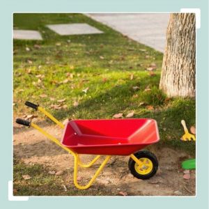 Brouette rose en m&eacute;tal pour enfants - Outil de jardinage jouet