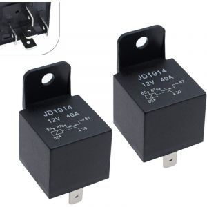 Lot de 2 relais automobiles 12 v 40 a 5 broches , bo&icirc;tier &eacute;tanche JD1914 et contact en alliage , relais inverseur enfichable no/nf avec poign&eacute;e en
