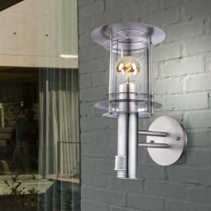 Applique murale en acier inoxydable d&eacute;tecteur de mouvement &eacute;clairage ext&eacute;rieur lanterne murale applique &eacute;clairage de fa&ccedil;ade avec d&eacute;tecteur de