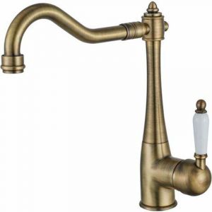 Robinet de cuisine en laiton vintage, robinet de cuisine antique orientable &agrave; 360&deg;, robinet d'&eacute;vier maison de campagne &agrave; haute pression, robinet