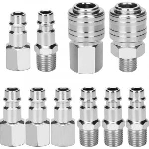 10 PCS Raccords de compresseur 1/4 "BSP Raccord Rapide Pneumatique Europ&eacute;en Coupleur pneumatique d'air kit compresseur accessoire d'air tuyau air