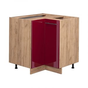 Meuble bas d'angle "Fame-Line 80,5cm chêne/bordeaux rouge brilliant Vicco