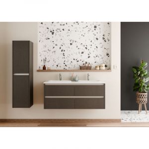 Sanitaire - Meuble double vasque jupiter 3.0 Tiss&eacute; Gris 120cm - Sans miroir
