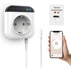 Prise Connectée Wifi,Prise Thermostat Smart Wlan Programmable, Prise Thermostat Wifi Avec Capteur 230 V, Contrôle Par Applicatio