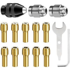 15 Pi&egrave;ces Mandrin Compatible avec Dremel, Accessoires pour Outil Rotatif, 0,8mm &agrave; 3,2mm Remplacement 4486 Mandrin &agrave; Changement Rapide, Remplacement