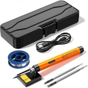 Kit de fer &agrave; souder sans fil, rechargeable par USB, 8 W, avec trois pointes de fer, temp&eacute;rature r&eacute;glable de 300 ℃ &agrave; 450 ℃, stylo &agrave; souder &eacute;lectrique