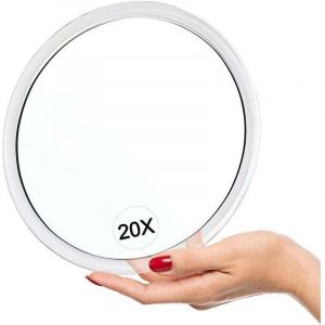 Miroir grossissant, 20X Grossissant Miroir avec ventouses (15cm Rond) - Parfait pour Le Miroir de Maquillage - &Eacute;pilation - &Eacute;limination des Points