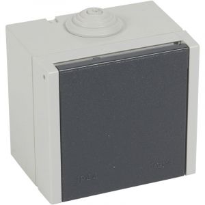 Prise étanche 3P+N+T à volet Plexo 20A 400V IP44 IK08 saillie gris Legrand 055707