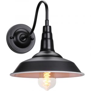 Applique Murale Industrielle R&eacute;tro E27 M&eacute;tal Chambre Salon Ext&eacute;rieur Cr&eacute;atif Fer Forg&eacute; Couvercle de Marmite Lampe Murale Noir