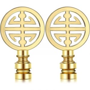 2 morceaux lampe finitions pour asiatique oriental laiton lampe finitions ombre symbole de bonheur d&eacute;coratif pour table chambre de la maison, dor&eacute;
