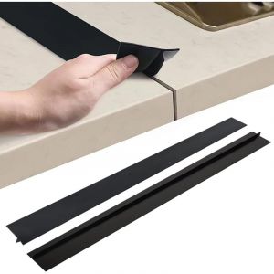 Lot de 2 rails de connexion pour plan de travail de cuisine, profil en T, joint noir (63 cm)