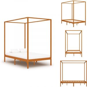 Vidaxl - Cadre de lit à baldaquin sans matelas bois massif 120x200 cm - Cadre De Lit - Lit à Baldaquin - Lit En Bois - Lit Double - Meubles Chambre