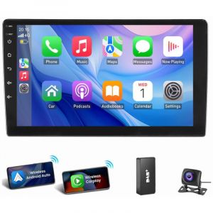 Essgoo - Autoradio Android 14 9/10 pouces double din Carplay sans fil Android Auto gps rds 10,1' 2+32G dab+ cam