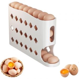 Support &agrave; &oelig;ufs pour 30 &oelig;ufs Distributeur D'oeufs Roulement Automatique 4 Niveaux Porte-&oelig;ufs Roulant Automatique Pour R&eacute;frig&eacute;rateur pour Le Comptoir