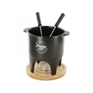 Paris Prix - Service à Fondue 2 Personnes 'Bougie' 15cm Noir