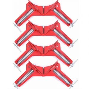 Pince à Angle Droit à 90 Degrés pour le Travail Du Bois, 4Pcs Presses d'angles Ensemble Machoire Etau Reglable à Bois, Serre Joint Angle Pour Cadre