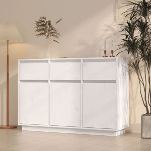Buffet, Enfilade, Armoire de cuisine Blanc 110x34x75 cm Bois massif de pin QWE32146 design in