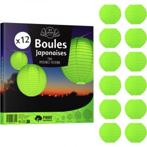 12x Lanterne Papier 10 cm Vert Anis - Suspension Boule Papier 10 cm (12'') type Lanterne Japonaise pour Decoration Mariage - 12 pièces - Le must de