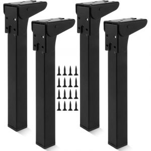 4 Pcs Pied de Table Rabattable 25 cm, Pieds de Table Pliables en Métal, Pied Pliable Noir 90° pour Table, Lit, Canapé, Ordinateur Portable, Armoire