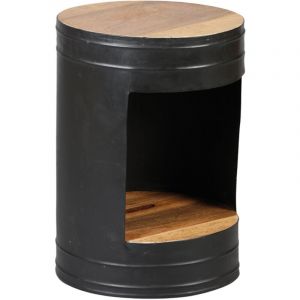 M&s - Gu&eacute;ridon rond 39 cm en bois et acier - dalbergia