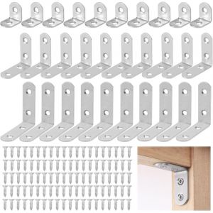 30 &eacute;querres renforc&eacute;es avec 100 vis, &eacute;querre &agrave; 90 degr&eacute;s, 20/40/50 mm, &eacute;querre en L, &eacute;querre m&eacute;tallique pour la fixation et la r&eacute;paration de meubles,
