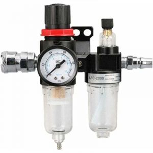 Filtre R&eacute;gulateur pour Air Comprim&eacute; 1/4' Pression Pi&egrave;ge &agrave; Humidit&eacute; Huile Eau Lubrificateur S&eacute;parateur R&eacute;ducteur Compresseur pneumatiques gaz Jauge