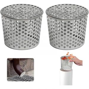 Filtres De Goutti&egrave;re en Acier Inoxydable, Lot de 2 Crapaudine de Goutti&egrave;re 83-100mm, Filtre Goutti&egrave;re &Agrave; Mailles, Grille Protection Gouttiere Anti