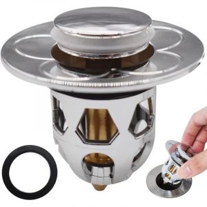 Pop Up Bouchon Lavabo,Bouchon de Lavabo Flitre de Vidange Anti-Bloqu&eacute; Clapet Bonde Salle de Bain Bouchon d'&Eacute;vier Type Poussoir &eacute;viers de Cuisine pour