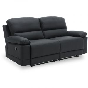 Deco In Paris - Canapé 3 places relax manuel en simili cuir noir dany