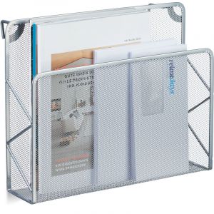 Relaxdays &ndash; Porte-revues mural en m&eacute;tal &ndash; Dimensions 28 x 35,5 x 10 cm &ndash; Charge max 1,5 kg &ndash; Crochets rotatifs 180&deg; pour installation facile