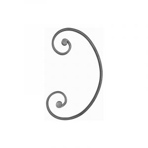 Volute en c &agrave; noyau - Hauteur 370mm Largeur 220mm en plat de 20x8mm - Fer forg&eacute; grenaill&eacute; - &agrave; souder Deco Fer Forge