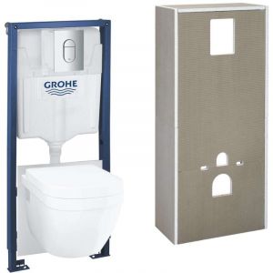 Solido+ - Set bâti-support, cuvette, abattant Softclose, plaque de déclenchement Arena Cosmopolitan, chrome 36533000 - Grohe
