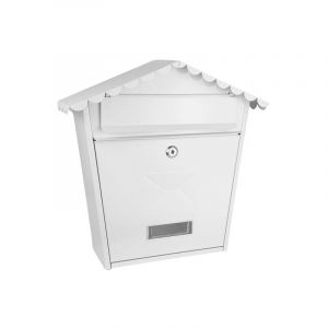 Fabrilamp - Boîte aux lettres depost office olena en acier galvanisé white 37x36x13,5 cm toit étanche, serrure cylindrique