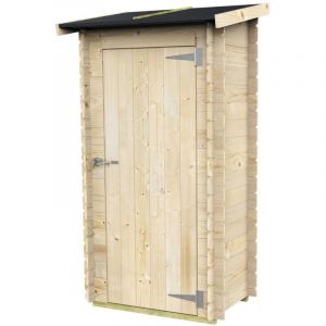 Maestro Ferretero - Abri de Jardin Adossé Bh16 Arturo 98x64 en Bois d'épicéa naturel 16 mm avec porte simple, toit et plancher en bois rainuré,