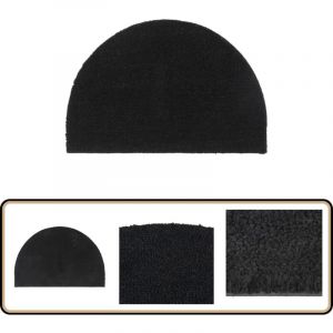Tapis de porte noir demi-rond 40x60 cm fibre de coco touffet&eacute; - Tapis D'entr&eacute;e - Paillasson - Fibre De Coco - Antid&eacute;rapant - R&eacute;sistant