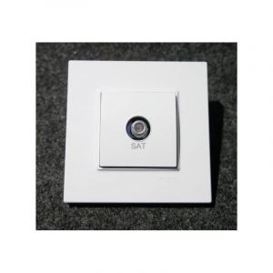 Prise satellite connecteur f blanc polaire complet avec support et plaque altira schneider