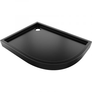Mexen Flow+ receveur de douche demi-circulaire asym&eacute;trique gauche 90 x 80 cm, noir mat - 46Q708090LH